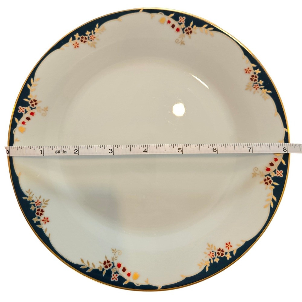 Noritake Embrace 2755 Salad Plates Set of 2 Navy Blue Gold Floral Japan 8.25 in
